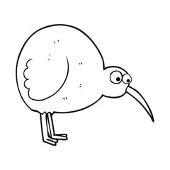 black and white cartoon kiwi bird