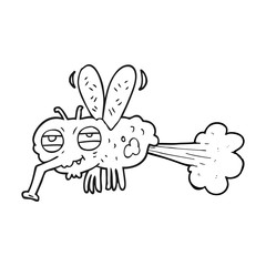 black and white cartoon gross farting fly