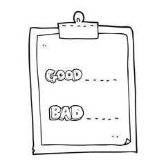 black and white cartoon clipboard