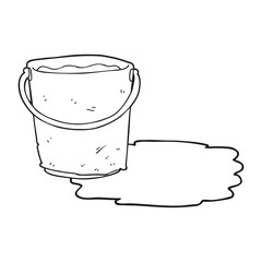 black and white cartoon bucket of water