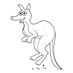 black and white cartoon kangaroo