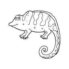 black and white cartoon chameleon