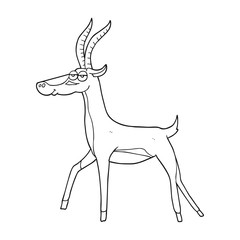 black and white cartoon gazelle