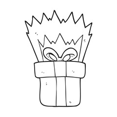 black and white cartoon christmas gift