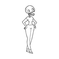 black and white cartoon zombie woman