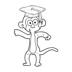 black and white cartoon graduate monkey
