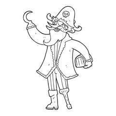 black and white cartoon pirate captain