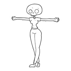 black and white cartoon zombie woman