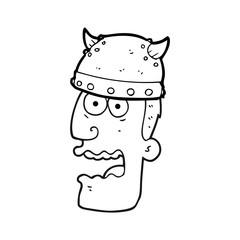 black and white cartoon screaming warrior man