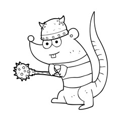 black and white cartoon rat warrior