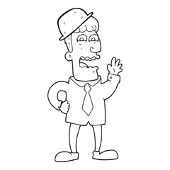 black and white cartoon businessman
