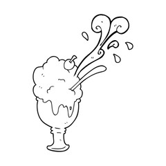 black and white cartoon ice cream