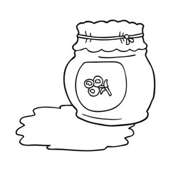 black and white cartoon blueberry jam