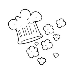 black and white cartoon chef hat