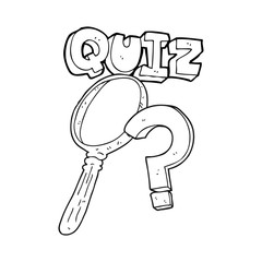 black and white cartoon quiz symbol
