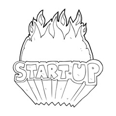 black and white cartoon startup symbol