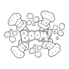 black and white cartoon explosion