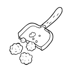 black and white cartoon dust pan
