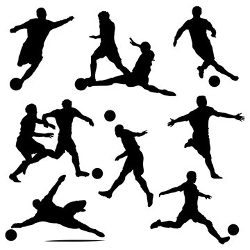 various vector soccer player silhouettes
