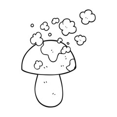 black and white cartoon mushroom