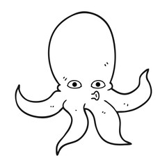 black and white cartoon octopus