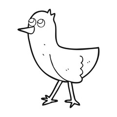 black and white cartoon bird