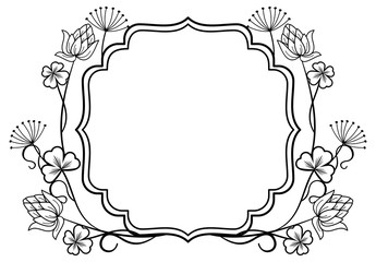 Outline label with floral contours