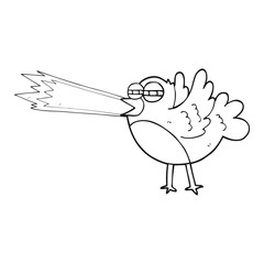 Fototapeta premium black and white cartoon bird
