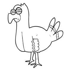 black and white cartoon bird