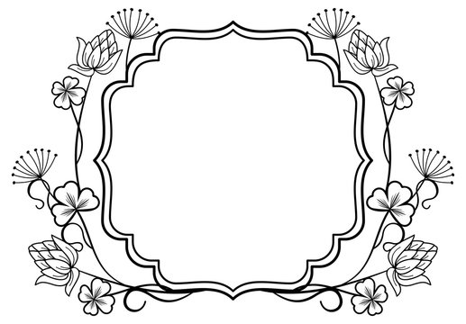 Outline label with floral contours