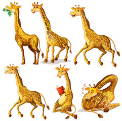 Giraffes in six positions © GraphicsRF