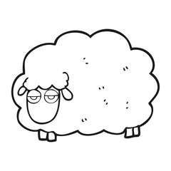 black and white cartoon muddy winter sheep