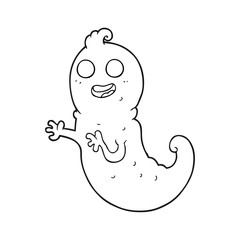 black and white cartoon ghost