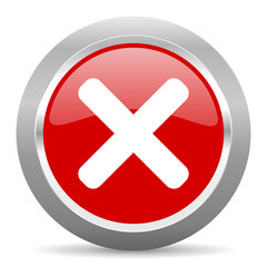 cancel red metallic chrome web circle glossy icon