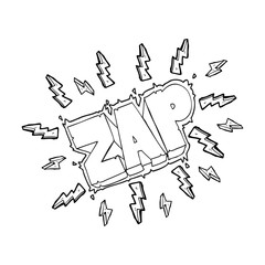black and white cartoon zap symbol