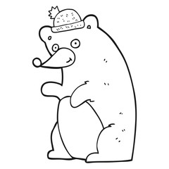 black and white cartoon bear