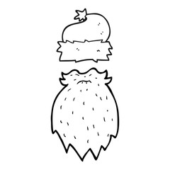 black and white cartoon santa hat and beard