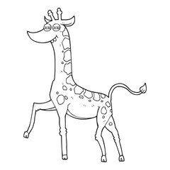 black and white cartoon giraffe