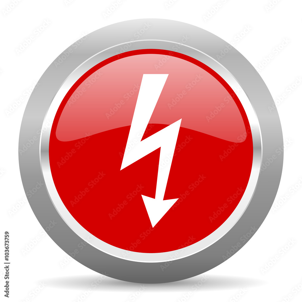 Poster bolt red metallic chrome web circle glossy icon