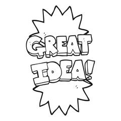 black and white cartoon great idea symbol