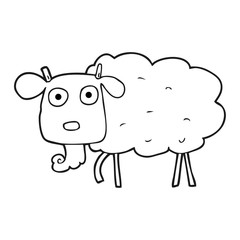 black and white cartoon muddy goat