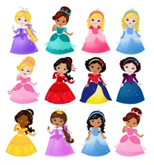 Rolgordijnen Meisjeskamer Grote bundel schattige verzameling prachtige prinsessen