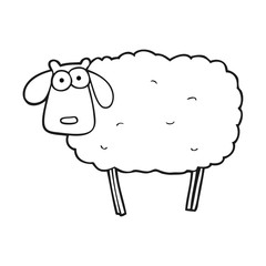 black and white cartoon muddy sheep