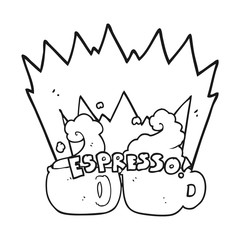 black and white cartoon espresso