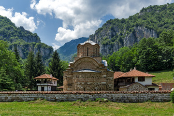 Panorama of Poganovo Monastery of St. John the Theologian and Erma River Gorge, Serbia