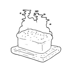 black and white cartoon loaf of bread