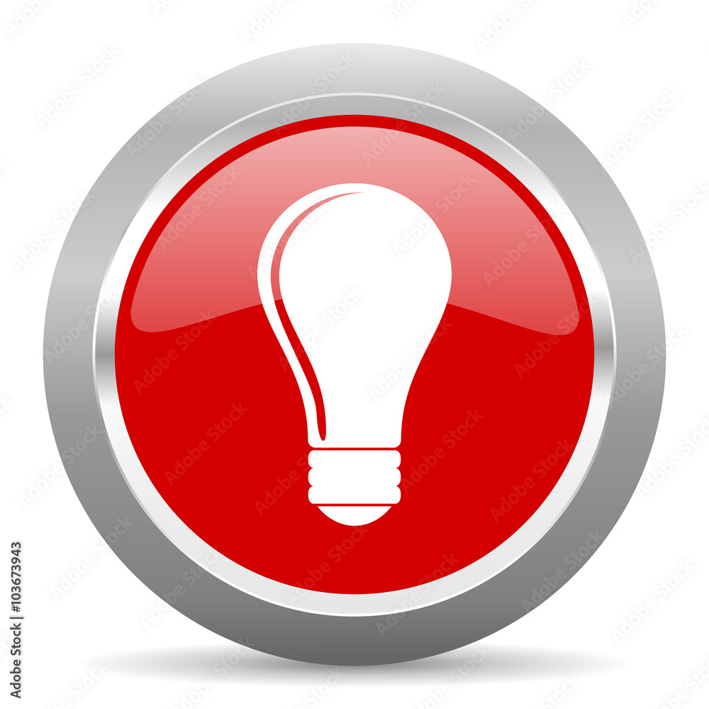Poster bulb red metallic chrome web circle glossy icon