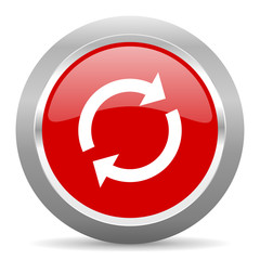 reload red metallic chrome web circle glossy icon