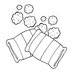 black and white cartoon pillow