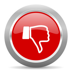 dislike red metallic chrome web circle glossy icon